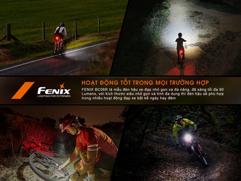 Đèn hậu xe đạp Fenix BC06R sáng 90 lumen pin 560mAh cảm biến phanh