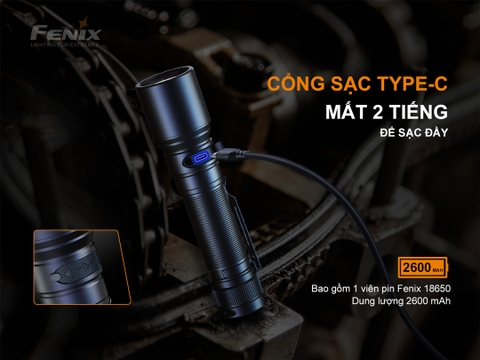 Đèn pin FENIX C6 V3 sáng 1500 lumen chiếu xa 300m sạc USB-C đuôi nam châm