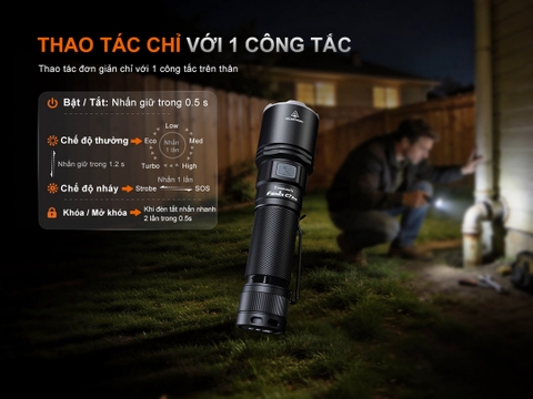 FENIX C7 Pro – Đèn pin siêu sáng, độ sáng 4600 lumen, chiếu xa 339m, góc chiếu rộng 87°, sạc 20W USB-C, nam châm đuôi