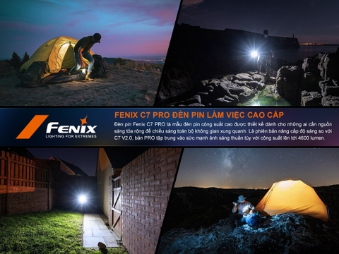 FENIX C7 Pro – Đèn pin siêu sáng, độ sáng 4600 lumen, chiếu xa 339m, góc chiếu rộng 87°, sạc 20W USB-C, nam châm đuôi
