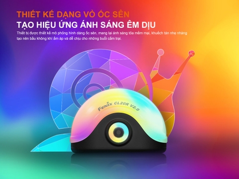 FENIX CL20R V2.0 – Đèn cắm trại USB-C, Độ sáng 300 Lumens & RGB đa chế độ