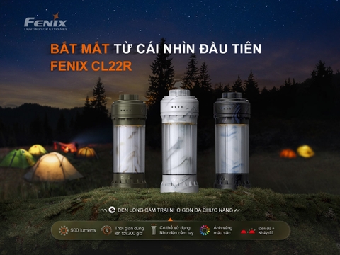 Đèn cắm trại FENIX CL22R sáng 500 lumen pin liền thân 2600mAh sạc USB-C