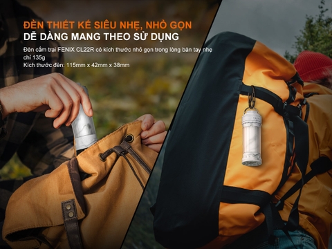 Đèn cắm trại FENIX CL22R sáng 500 lumen pin liền thân 2600mAh sạc USB-C