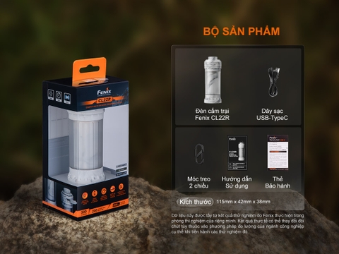 Đèn cắm trại FENIX CL22R sáng 500 lumen pin liền thân 2600mAh sạc USB-C