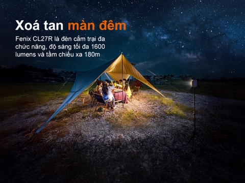 Đèn cắm trại FENIX CL27R độ sáng 1600lm chiếu xa 180m sạc USB-C