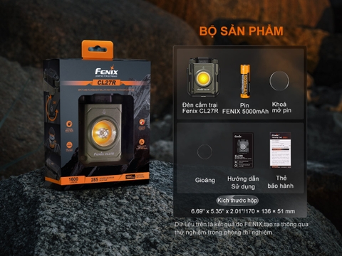 Đèn cắm trại FENIX CL27R độ sáng 1600lm chiếu xa 180m sạc USB-C