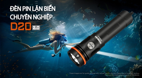 Đèn lặn ACEBEAM D20 2.0 sáng 2200lm xa 500m pin 21700 5000 mAh chịu ngập sâu 200m