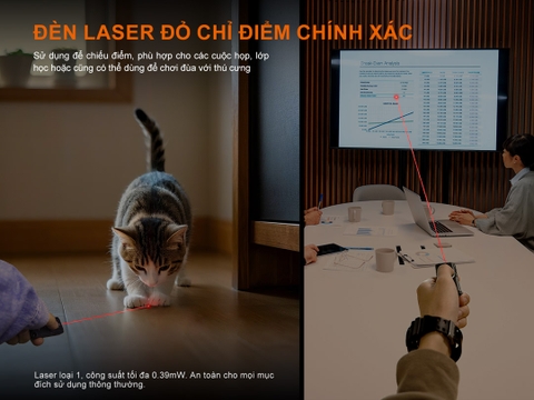 Đèn pin móc khóa FENIX E06R 700 lumen có tích hợp UV và laser đỏ, tích hợp led RGB đuôi nam châm