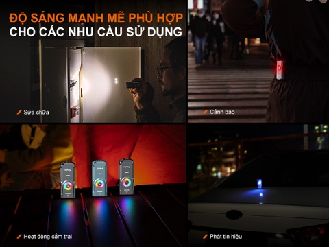 Đèn pin móc khóa FENIX E06R 700 lumen có tích hợp UV và laser đỏ, tích hợp led RGB đuôi nam châm