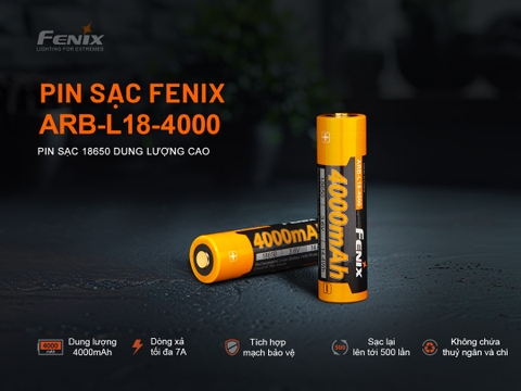 Pin sạc FENIX 18650 dung lượng 4000mAh