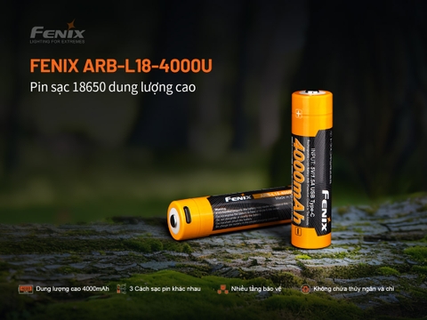 Pin sạc FENIX 18650 dung lượng 4000mAh cổng sạc USB-C tích hợp
