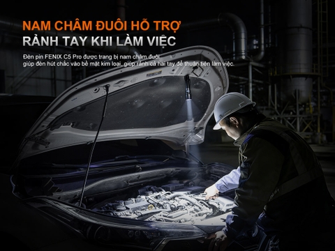 Đèn pin Fenix C5 PRO  – Độ sáng 2000 lumen, chiếu xa 480m, sạc USB-C đuôi nam châm