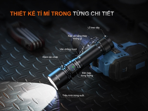 Đèn pin Fenix C5 PRO  – Độ sáng 2000 lumen, chiếu xa 480m, sạc USB-C đuôi nam châm