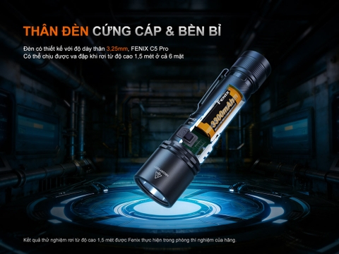 Đèn pin Fenix C5 PRO  – Độ sáng 2000 lumen, chiếu xa 480m, sạc USB-C đuôi nam châm