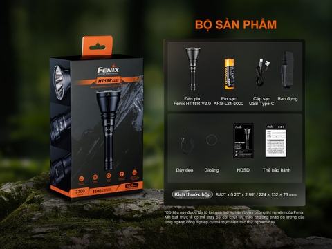 FENIX HT18R V2.0 – Đèn pin chiếu xa siêu sáng 3700 lumen, chiếu xa 1100m, pin sạc 6000mAh, IP68