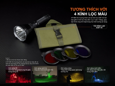 FENIX HT18R V2.0 – Đèn pin chiếu xa siêu sáng 3700 lumen, chiếu xa 1100m, pin sạc 6000mAh, IP68