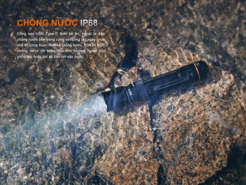 Đèn pin chiến thuật Fenix PD45R ACE sáng 3200 lm xa 410m công tắc xoay chọn chế độ