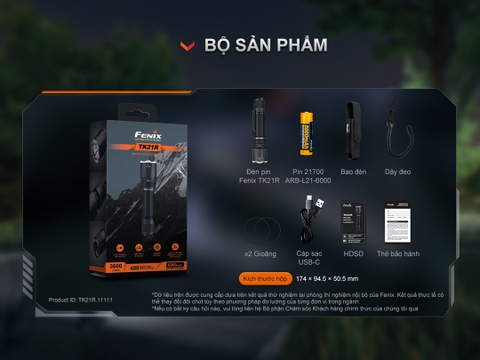 Fenix TK21R – Đèn pin chiến thuật 3600lm, chiếu xa 480m, sạc USB-C, chuẩn IP68