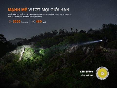 Fenix TK21R – Đèn pin chiến thuật 3600lm, chiếu xa 480m, sạc USB-C, chuẩn IP68