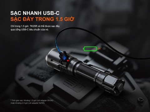 Fenix TK25R – Đèn pin chiến thuật đa nguồn sáng 3600 lumen, sạc nhanh USB-C