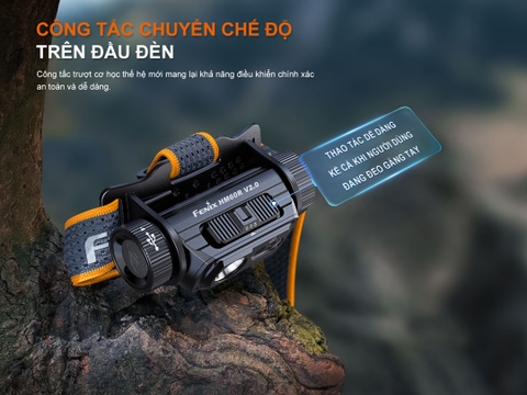 Đèn pin đội đầu Fenix HM60R V2.0 – 1600 lumens, chiếu xa 170m, pin 4000mAh, chống nước IP68