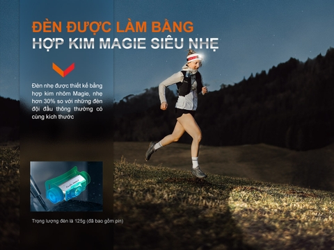 Đèn đội đầu FENIX HM62-T sáng 1200 lumen chiếu xa 150m pin 18650 USB-C  3400mAh