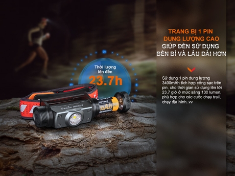 Đèn đội đầu FENIX HM62-T sáng 1200 lumen chiếu xa 150m pin 18650 USB-C  3400mAh