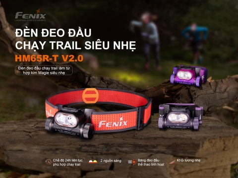 Đèn pin đội đầu Fenix HM65R-T V2.0 sáng 1600 lumens chiếu xa 170m chuyên chạy trail