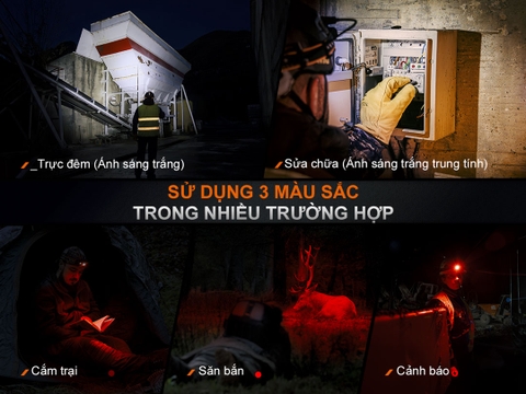 Đèn pin đội đầu FENIX HM75R sáng 1600 lm chiếu xa 223m pin 18650 3400mAh pin dự phòng 21700 5000mAh