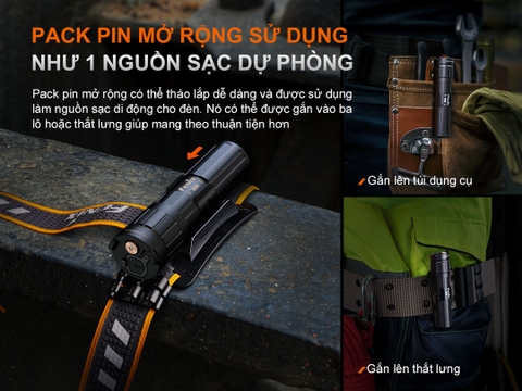 Đèn pin đội đầu FENIX HM75R sáng 1600 lm chiếu xa 223m pin 18650 3400mAh pin dự phòng 21700 5000mAh