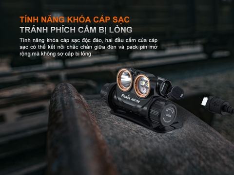 Đèn pin đội đầu FENIX HM75R sáng 1600 lm chiếu xa 223m pin 18650 3400mAh pin dự phòng 21700 5000mAh