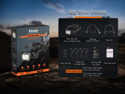 Đèn pin đội đầu FENIX HP35R sáng 4000lm chiếu xa 450m pin 10000mAh có powerbank