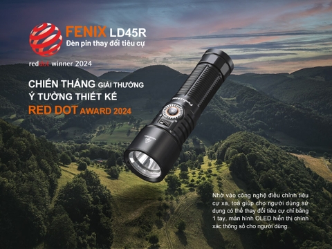 Đèn pin zoom FENIX LD45R sáng 2800 lumens chiếu xa 480m zoom điện tử pin 21700 5000mAh màn hình OLED