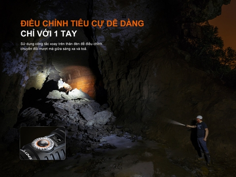 Đèn pin zoom FENIX LD45R sáng 2800 lumens chiếu xa 480m zoom điện tử pin 21700 5000mAh màn hình OLED