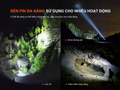 Đèn pin zoom FENIX LD45R sáng 2800 lumens chiếu xa 480m zoom điện tử pin 21700 5000mAh màn hình OLED