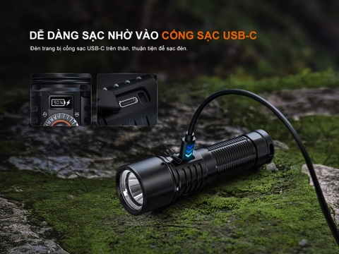 Đèn pin zoom FENIX LD45R sáng 2800 lumens chiếu xa 480m zoom điện tử pin 21700 5000mAh màn hình OLED