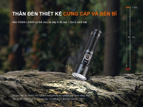 Đèn pin zoom FENIX LD45R sáng 2800 lumens chiếu xa 480m zoom điện tử pin 21700 5000mAh màn hình OLED