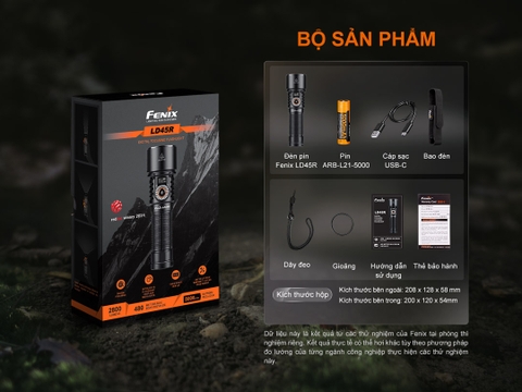 Đèn pin zoom FENIX LD45R sáng 2800 lumens chiếu xa 480m zoom điện tử pin 21700 5000mAh màn hình OLED