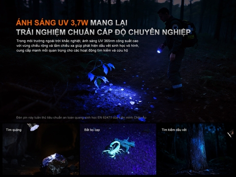 FENIX LR35R PRO – Đèn pin siêu sáng 10.000 lumen, (đỏ, UV, Strobe, SOS), 2 pin 6000mAh