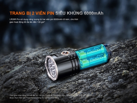 FENIX LR35R PRO – Đèn pin siêu sáng 10.000 lumen, (đỏ, UV, Strobe, SOS), 2 pin 6000mAh