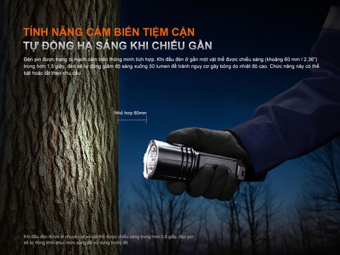 FENIX LR35R PRO – Đèn pin siêu sáng 10.000 lumen, (đỏ, UV, Strobe, SOS), 2 pin 6000mAh