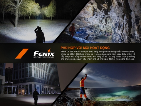 FENIX LR35R PRO – Đèn pin siêu sáng 10.000 lumen, (đỏ, UV, Strobe, SOS), 2 pin 6000mAh
