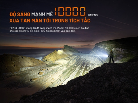 Đèn pin Fenix LR36R sáng 10000 lumen chiếu xa 1260m màn hình OLED cảm biến tiệm cận