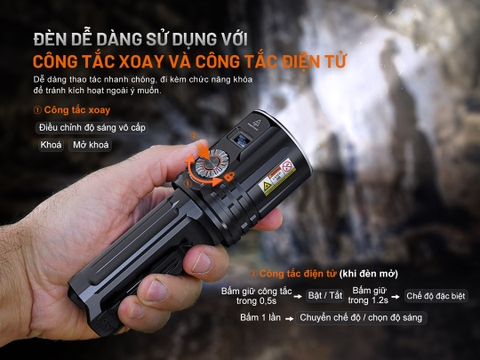 Đèn pin Fenix LR36R sáng 10000 lumen chiếu xa 1260m màn hình OLED cảm biến tiệm cận