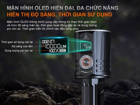 Đèn pin Fenix LR36R sáng 10000 lumen chiếu xa 1260m màn hình OLED cảm biến tiệm cận