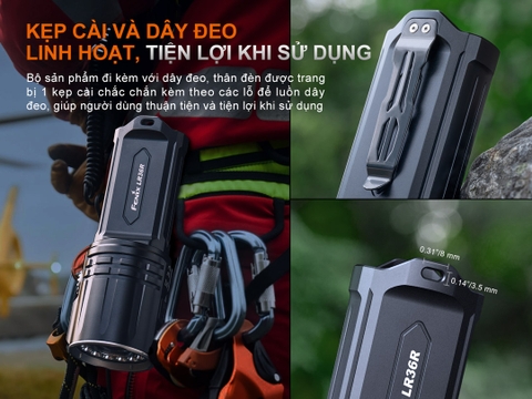 Đèn pin Fenix LR36R sáng 10000 lumen chiếu xa 1260m màn hình OLED cảm biến tiệm cận