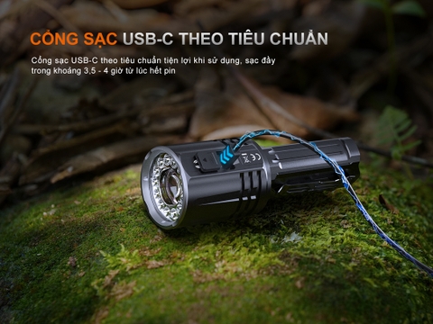 Đèn pin Fenix LR36R sáng 10000 lumen chiếu xa 1260m màn hình OLED cảm biến tiệm cận