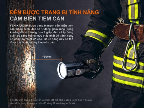 Đèn pin Fenix LR36R sáng 10000 lumen chiếu xa 1260m màn hình OLED cảm biến tiệm cận
