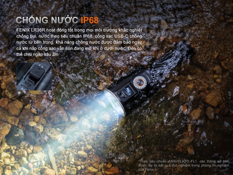 Đèn pin Fenix LR36R sáng 10000 lumen chiếu xa 1260m màn hình OLED cảm biến tiệm cận