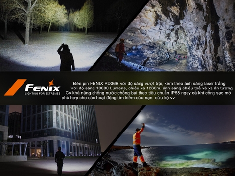 Đèn pin Fenix LR36R sáng 10000 lumen chiếu xa 1260m màn hình OLED cảm biến tiệm cận